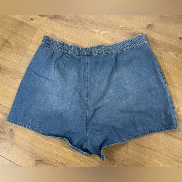 EXPRESS Super High Waisted Medium Wash Tailored Jean Shorts Elastic Band XXL - Picture 5 of 5